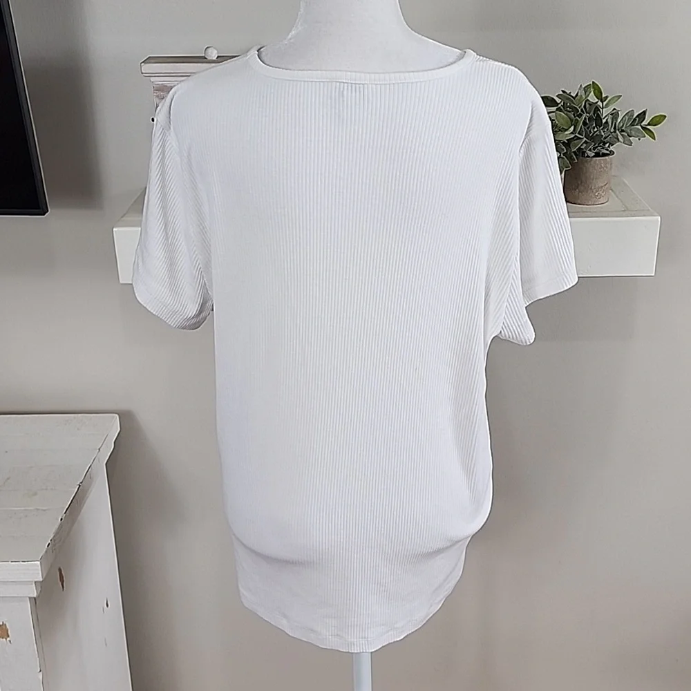 J. Crew Short Sleeve White Ribbed Top